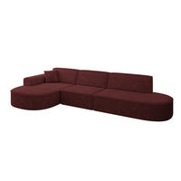 ECKSOFA Ottomane Links MARI-L2 - 328x171x79 cm Bordeaux Velours - Bordeaux/Schwarz, Holzwerkstoff/Kunststoff (328/171cm) - ALTDECOR