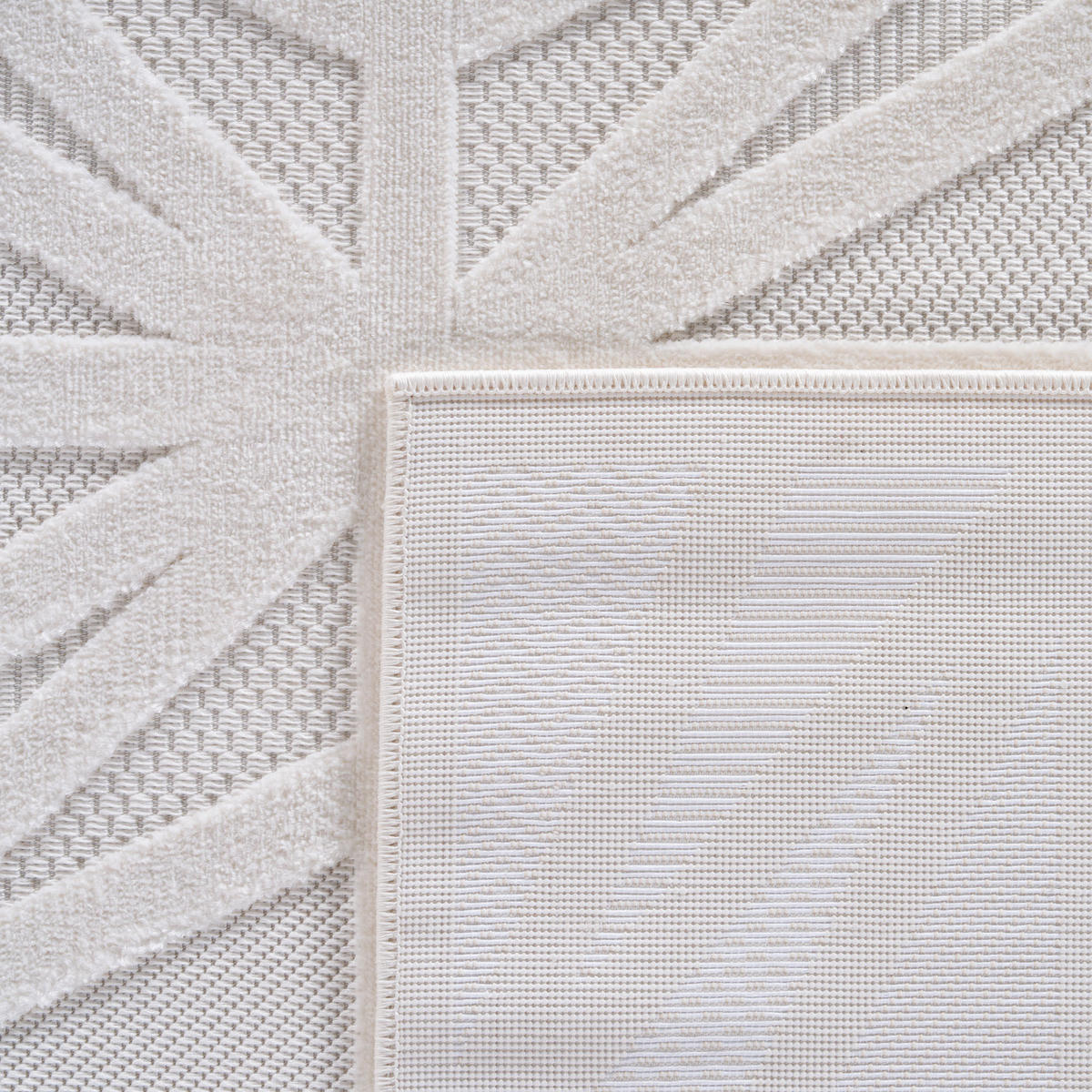 TEPPICH In-/Outdoor Kurzflor 3D-Linienoptik Polypropylen Küche Creme Rechteckig 200x290 - Creme, Textil (200/290cm) - KADIMA DESIGN