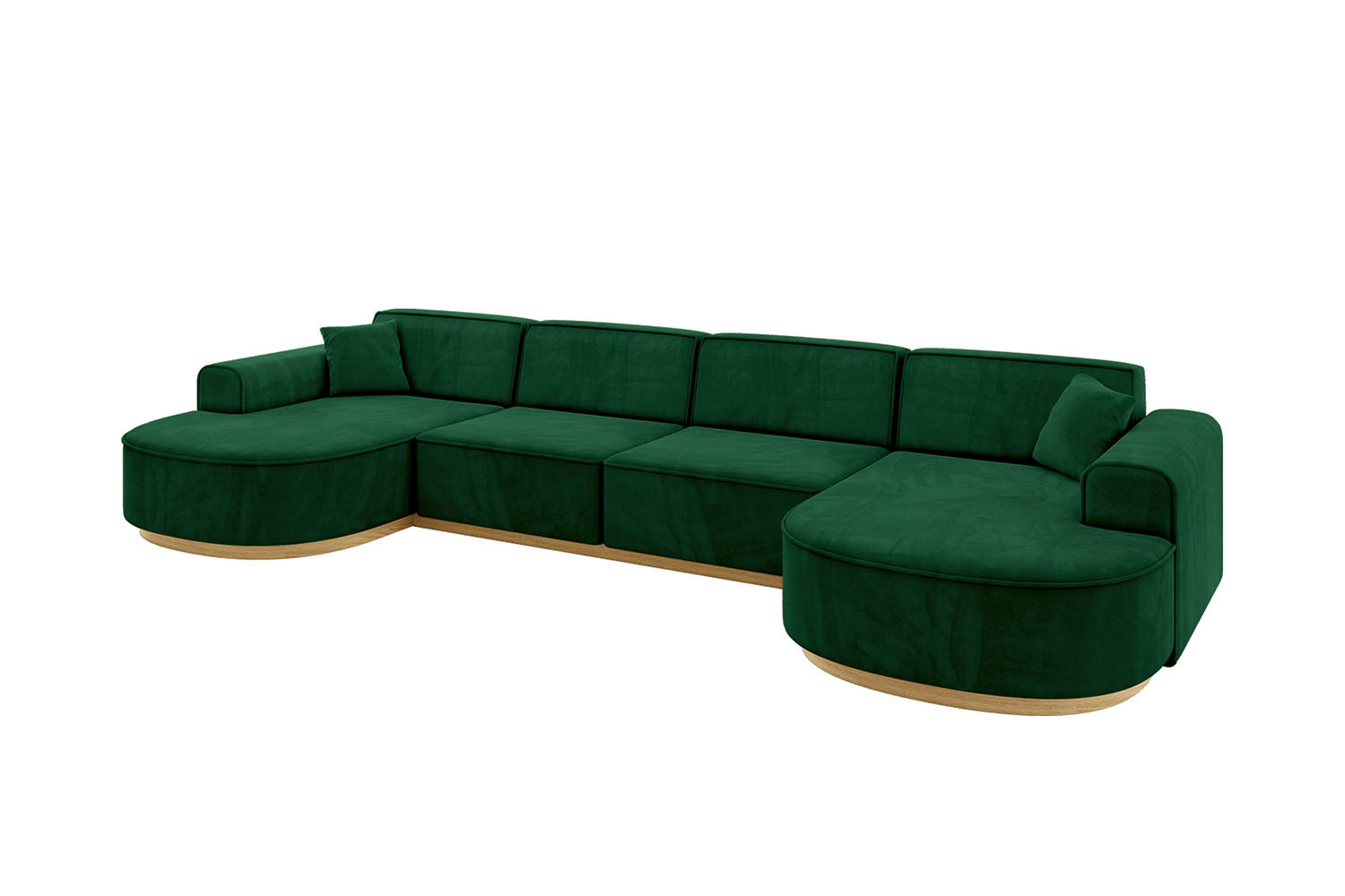 WOHNLANDSCHAFT MARI-U2-v2 - 388x171x83 cm Dunkelgrün Velours - Dunkelgrün, Holzwerkstoff/Textil (388/83/171cm) - ALTDECOR