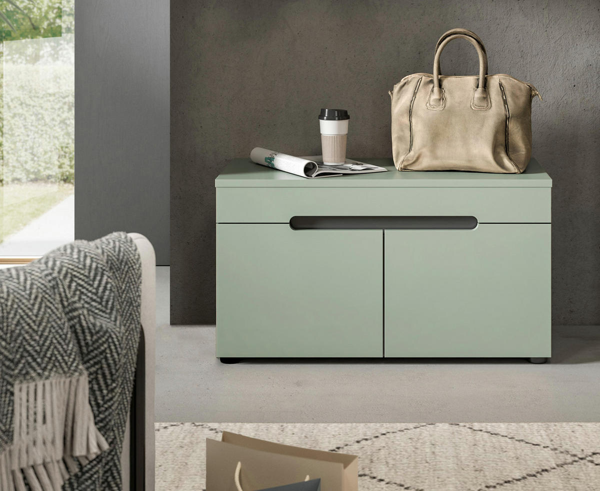 SITZBANK CANU (B/H/T: ca. 80/45/37 cm) in Basalt grau/Smoke Green - Grau, Holzwerkstoff (80/45/37cm)