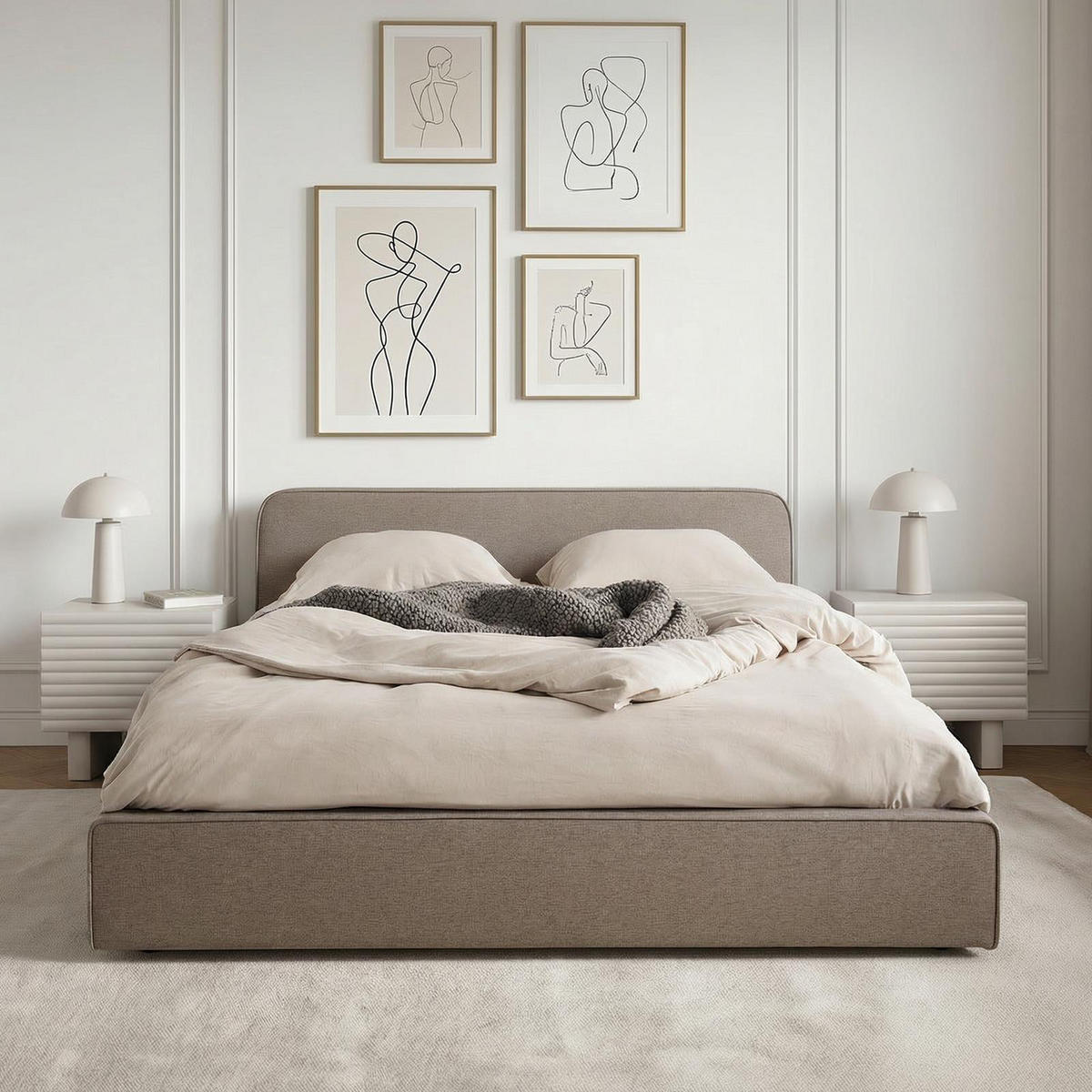 POLSTERBETT MARINI 140x200 cm greige - Greige, Textil (140/200cm) - IDIMEX