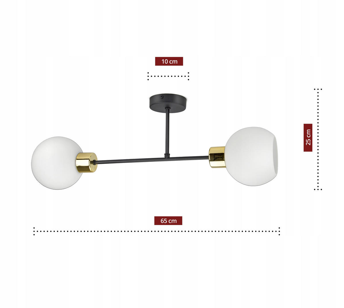 DECKENLEUCHTE Milano Glass - Goldfarben/Schwarz, Glas/Metall (14/65/25cm) - kiki design