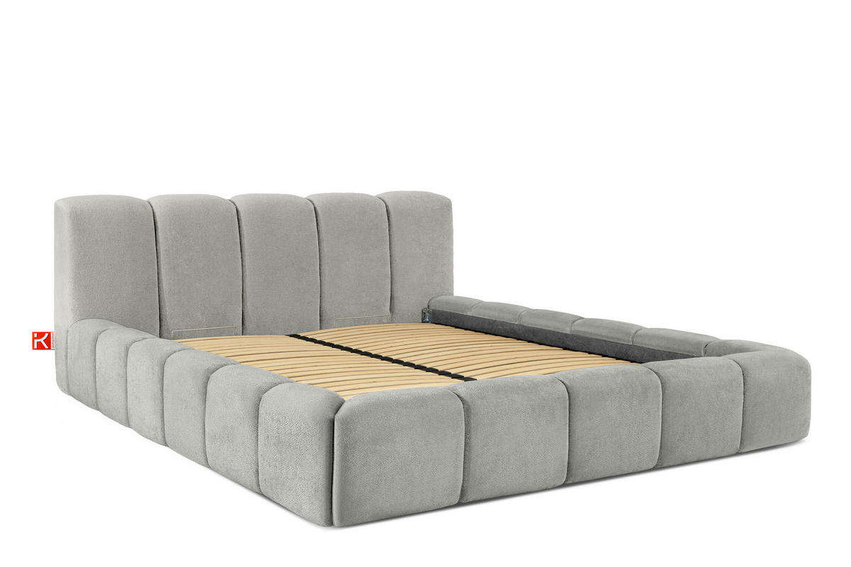 POLSTERBETT OLMIRA - Hellgrau/Schwarz, Holz/Holzwerkstoff (202/203cm) - KONSIMO®