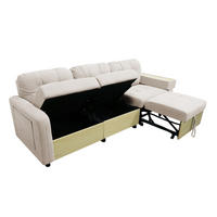 ECKSOFA 228/80/78 cm beige aus Samt mit Stauraum und USB - Beige, Textil (80/228cm) - OKWISH