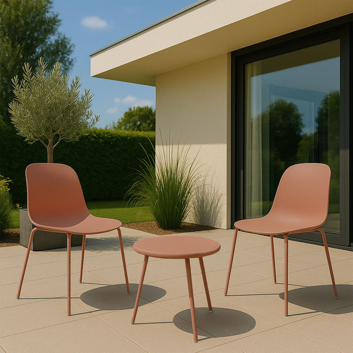 GARTENSITZGRUPPE Kunststoff Terracotta - Terracotta, Kunststoff - CLP