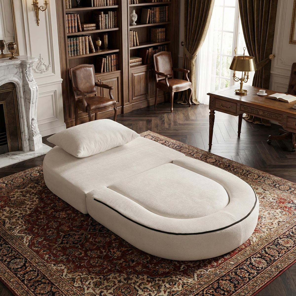 SCHLAFSESSEL in Chenille-Optik - Beige, Textil (101/41/90cm) - Urban Meuble