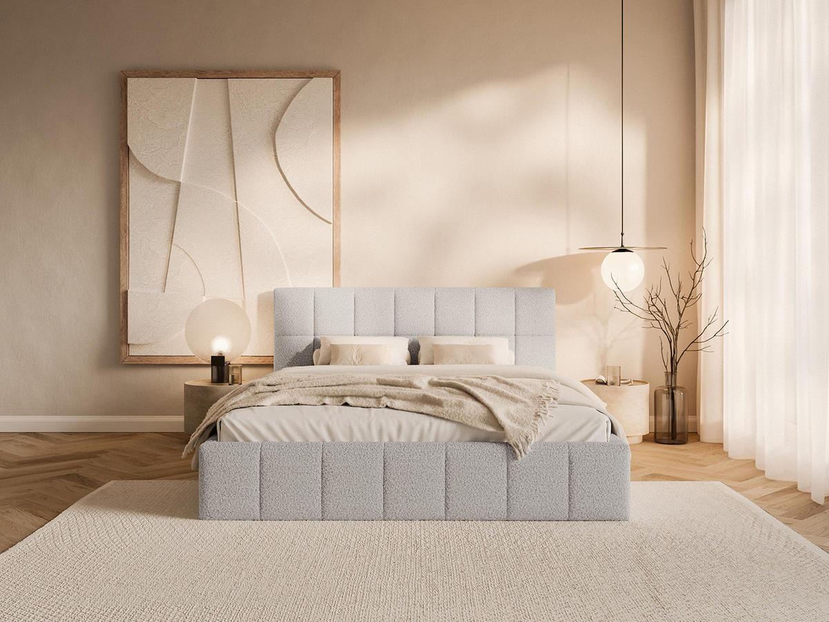 POLSTERBETT Moura 160x200 cm, Hellgrau - Hellgrau, Textil (160/200cm) - Fedve