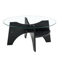 COUCHTISCH 80/80/36 cm Transparent Schwarz aus Sicherheitsglas mit fächerförmigem MDF-Gestell - Schwarz, Holzwerkstoff (80/80/36cm) - OKWISH