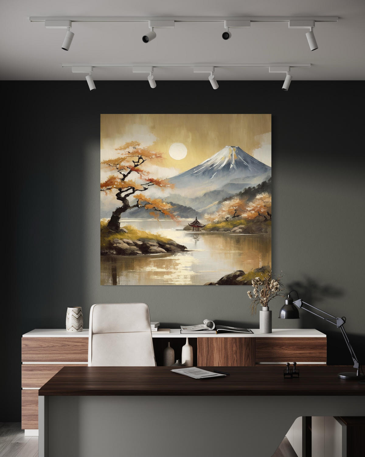 WANDBILD landschaft natur berge japan - Beige, Textil (40/40cm) - Feeby