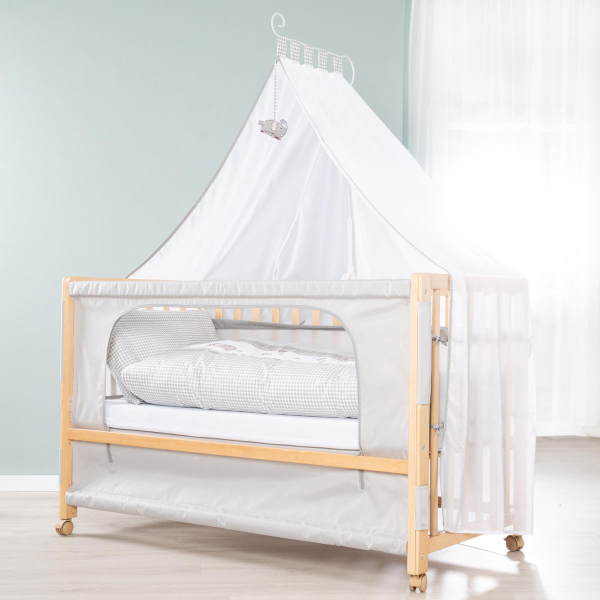 BABYBETT Jumbo twins grau 4er-Set 60 x 120 cm - Naturfarben, Holzwerkstoff (60/120cm) - Roba