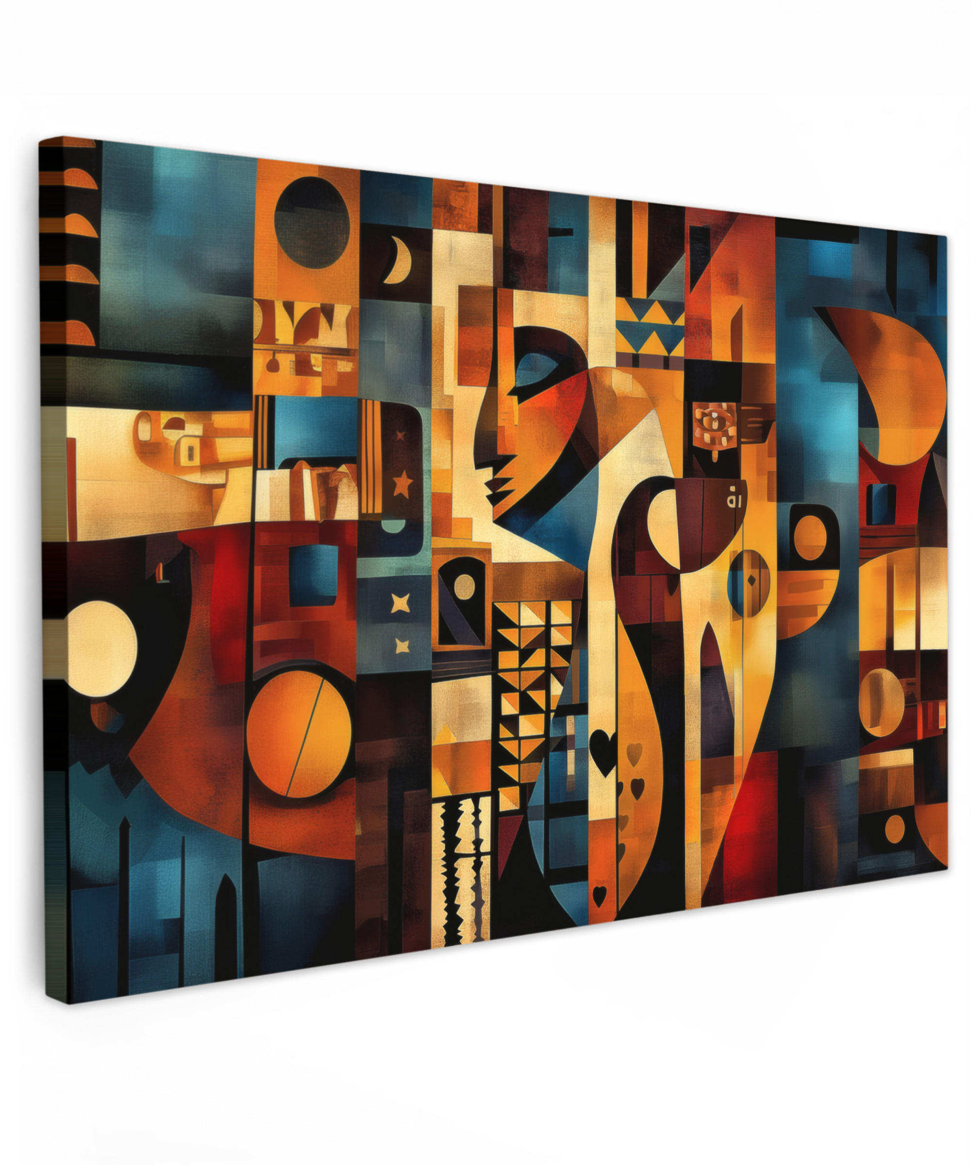 LEINWANDBILD Figuren - Abstrakt - Symbole Gemälde 60x40 cm - Terracotta, Textil (60/40cm) - MuchoWow