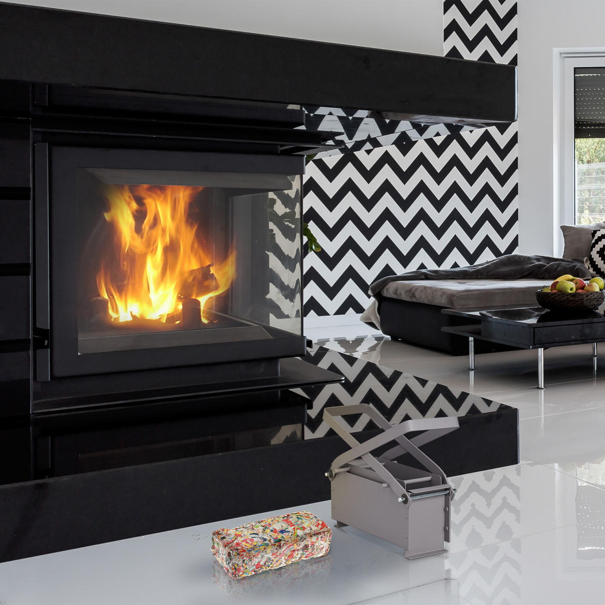 PAPIERBRIKETTPRESSE - Grau, Metall (30/24/12.5cm) - Relaxdays