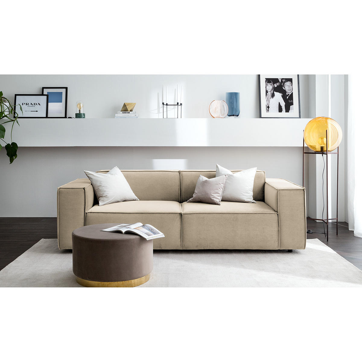2,5-SITZER SOFA - Beige, Textil (223/70/96cm) - home24