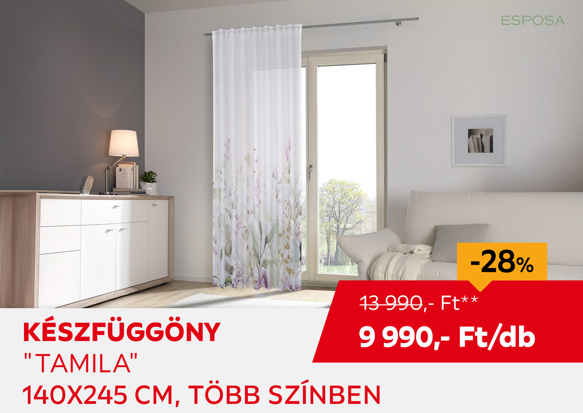 KÉSZFÜGGÖNY "TAMILA" 140 X 245 CM Kiemelt termék 13990 Ft.- helyett 9990 Ft.-