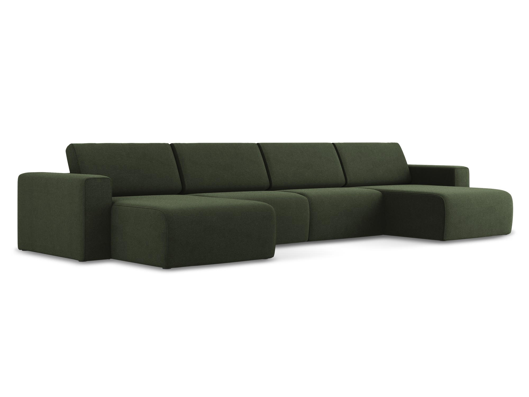 WOHNLANDSCHAFT Strukturstoff Stoff Grün - Blau/Schwarz, Kunststoff/Textil (404/80/167cm) - Makamii