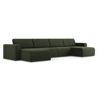 WOHNLANDSCHAFT Strukturstoff Stoff Grün - Blau/Schwarz, Kunststoff/Textil (404/80/167cm) - Makamii