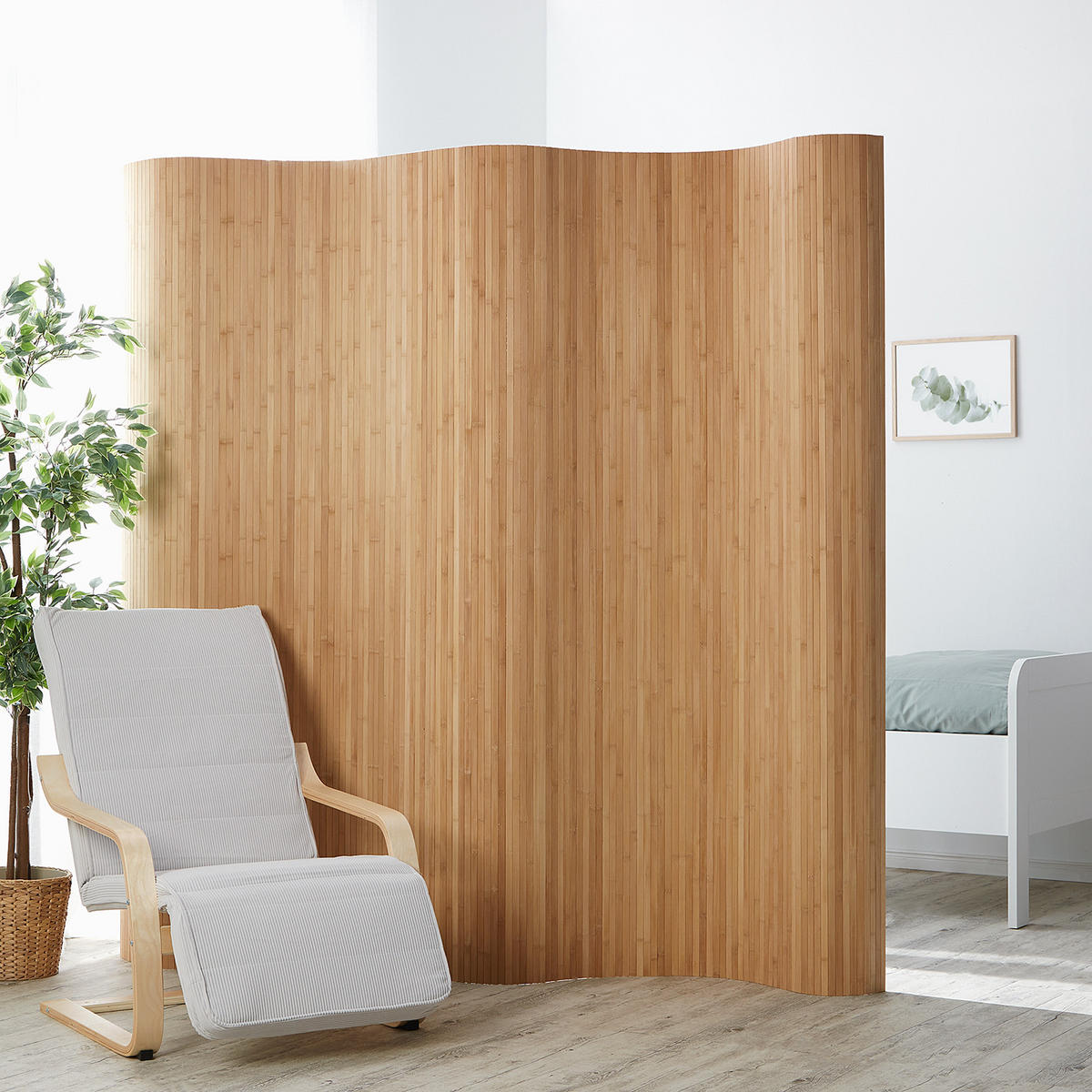 PARAVENT 250/200 cm Hellbraun Raumteiler Bambus - Hellbraun, Naturmaterialien (250/200/1cm) - Homestyle4u