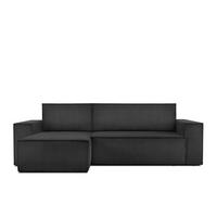 ECKSOFA-LINKS/RECHTS NAPI Schlaffunktion mit Cordbezug, dunkelgrau - Dunkelgrau/Schwarz, Textil (262/148cm) - KONSIMO®