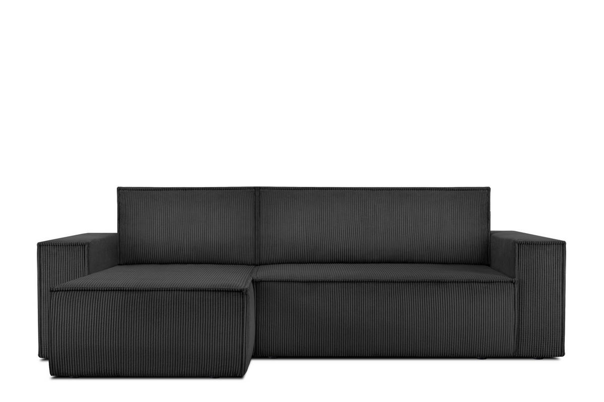 ECKSOFA-LINKS/RECHTS NAPI Schlaffunktion mit Cordbezug, dunkelgrau - Dunkelgrau/Schwarz, Textil (262/148cm) - KONSIMO®