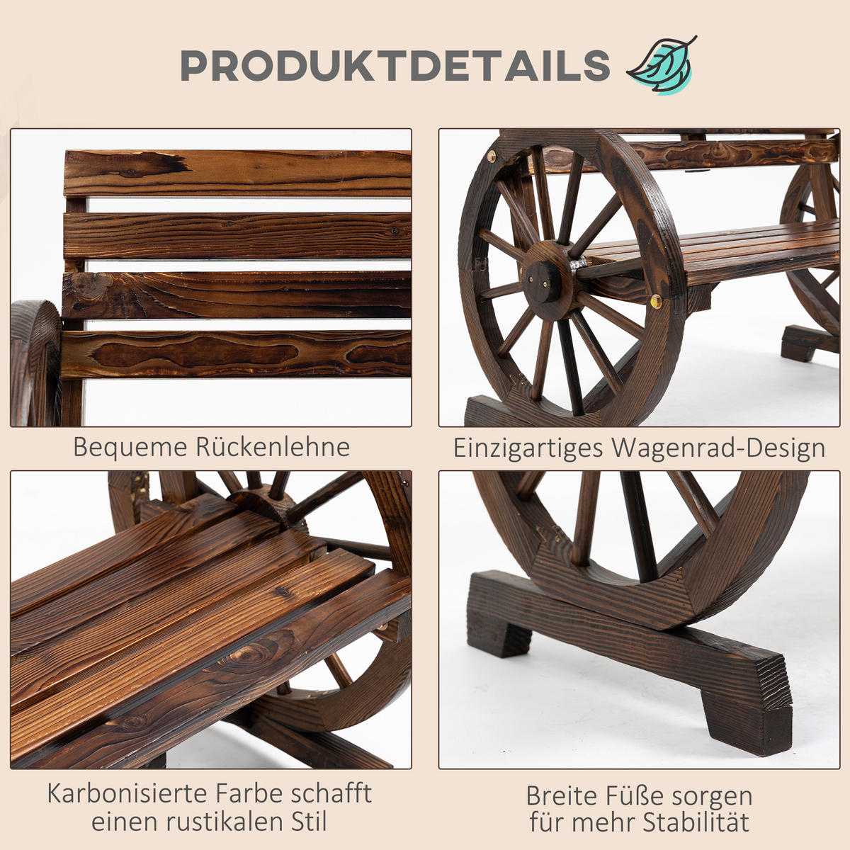 GARTENBANK, Tannenholz, Braun - Braun, Holz (105.5/79/56cm) - Outsunny