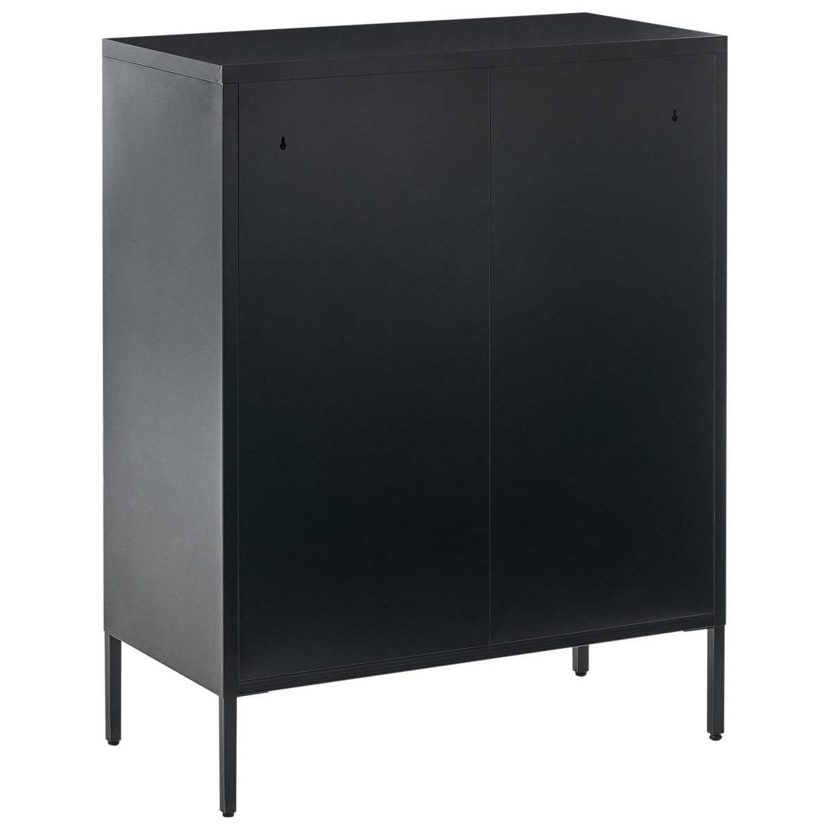 SIDEBOARD mit Glastüren Metall 80 cm Schwarz Esholt - Schwarz, Metall (80/102/40cm) - Beliani