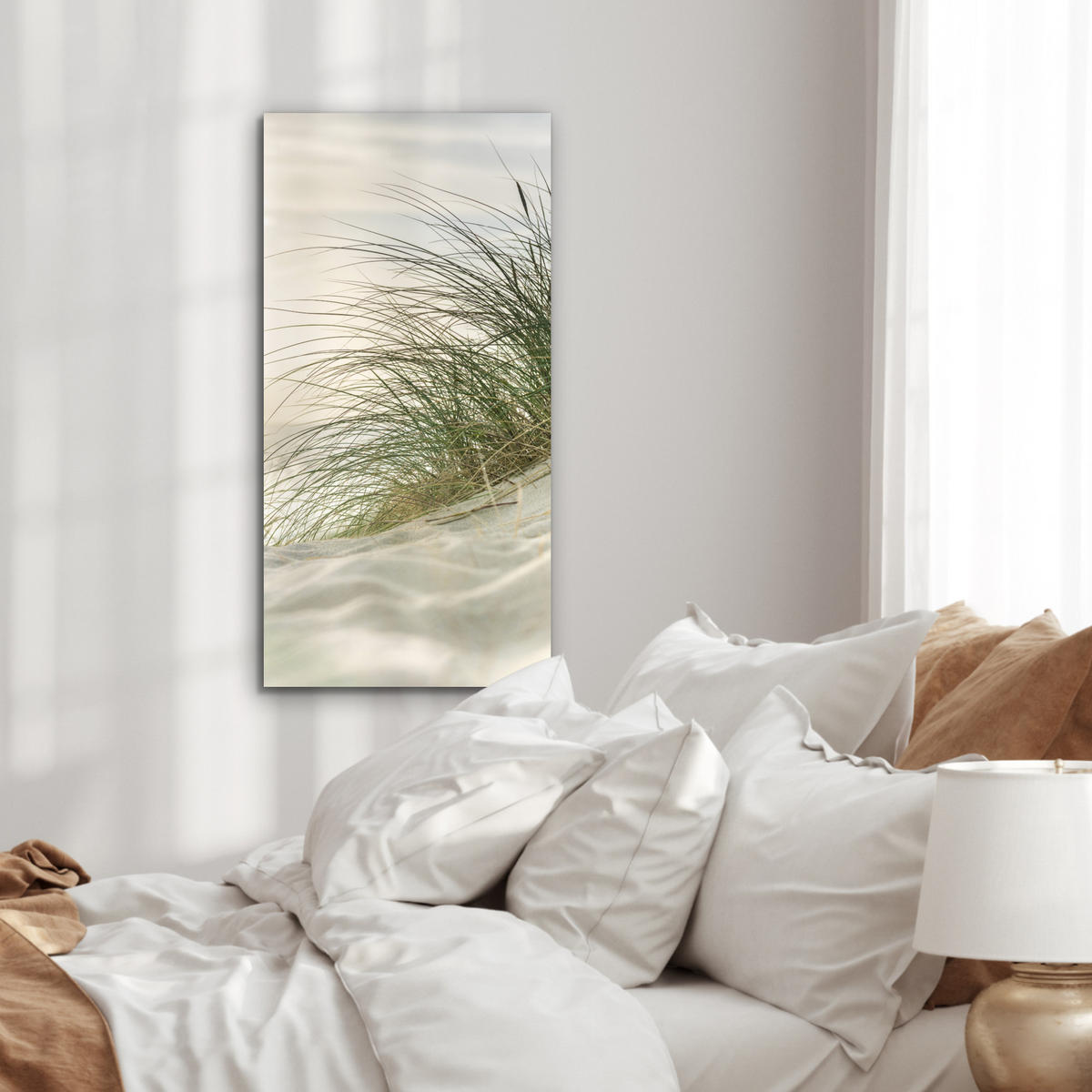 METALLBILD Dünen mit Strandhafer in der Sonne des Nationalparks Schleswig-Holsteinisches Wattenmeer 40x80 cm - Creme, Metall (40/80cm) - MuchoWow