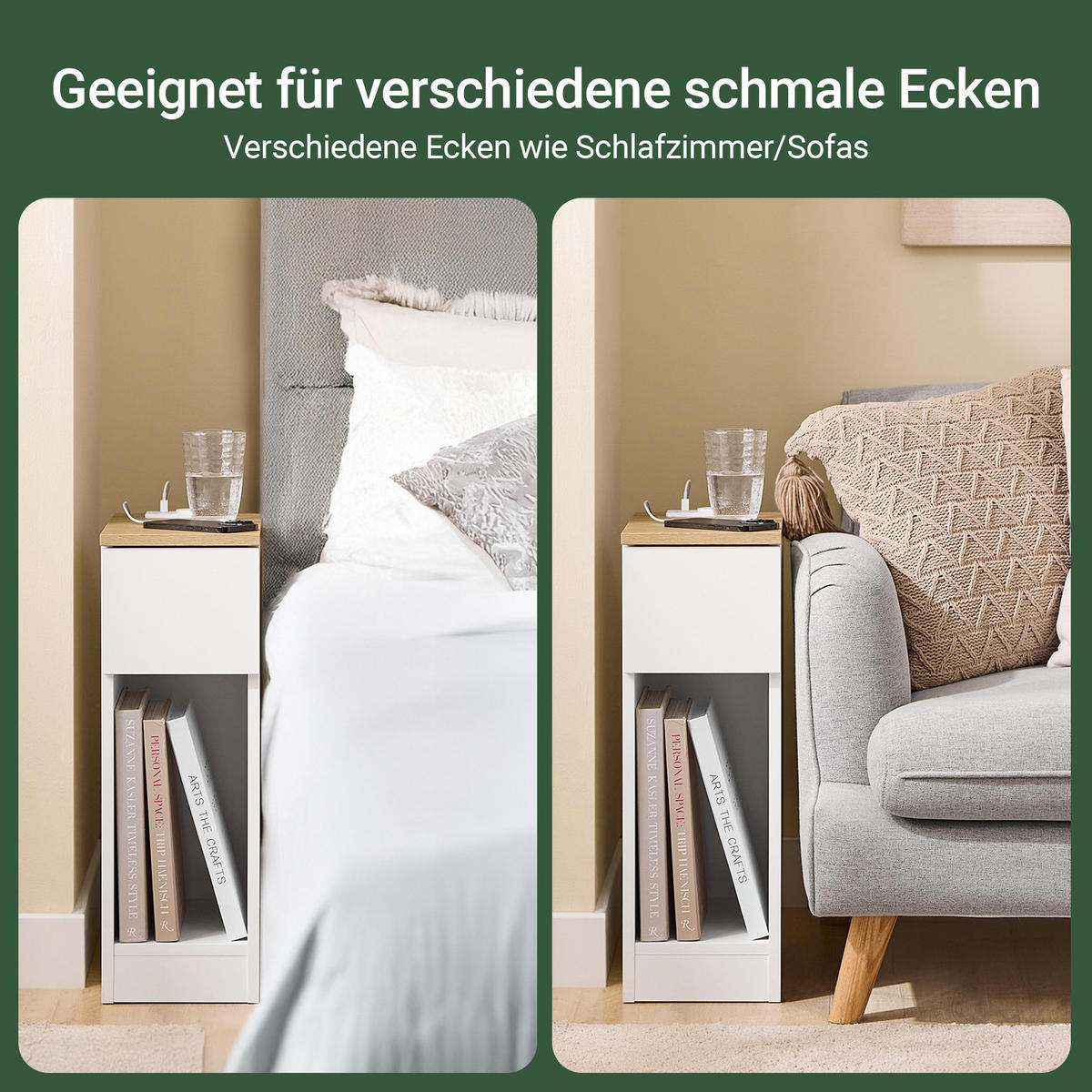 NACHTTISCH Weiß - Weiß, Holzwerkstoff (20/60/35cm) - SoBuy