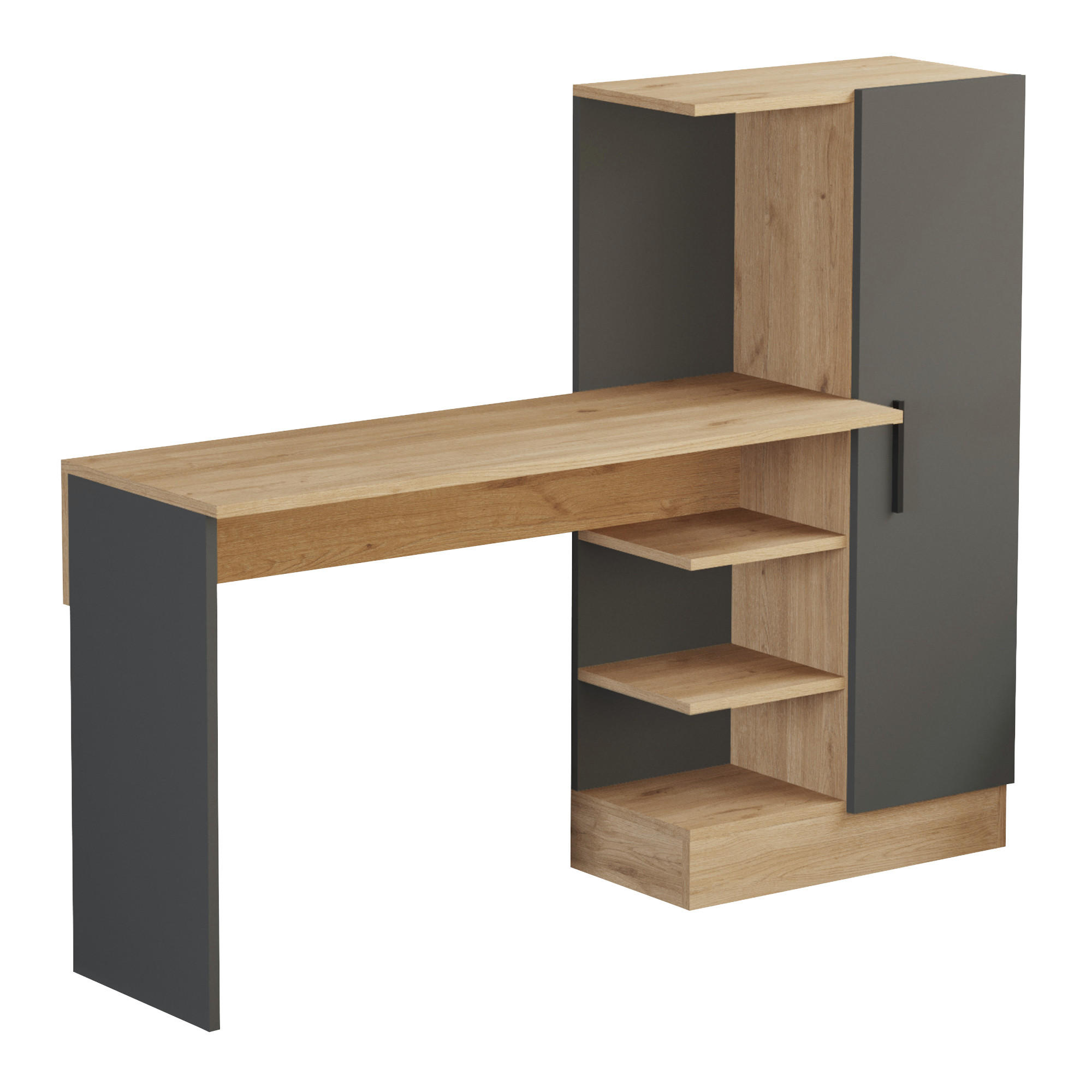 SCHREIBTISCH Varhalo - Eichefarben/Anthrazit, Holzwerkstoff (40/152.5/120cm) - [en.casa]