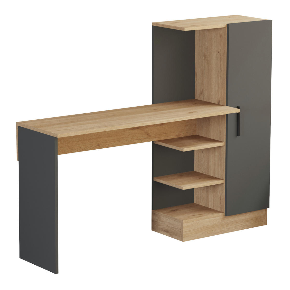 SCHREIBTISCH Varhalo - Eichefarben/Anthrazit, Holzwerkstoff (40/152.5/120cm) - [en.casa]