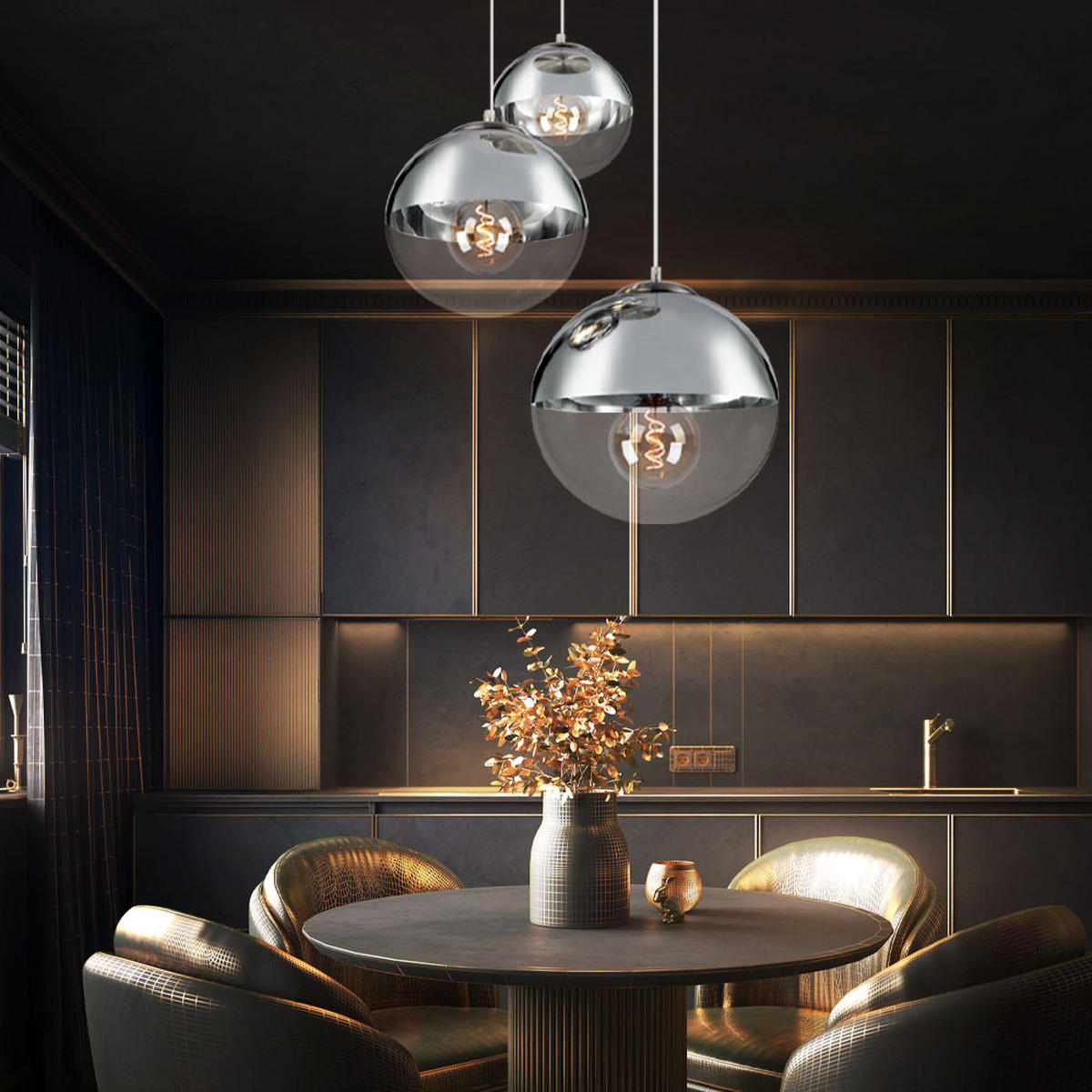 HÄNGELEUCHTE Glas Chrom Silber - Silberfarben, Glas (51/51/120cm) - Globo Lighting