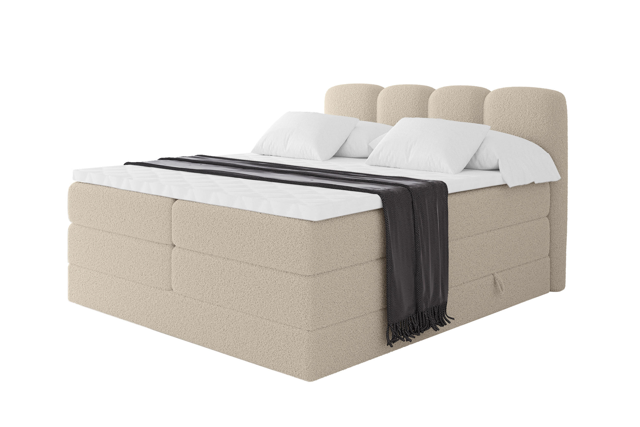 BOXSPRINGBETT mit Matratze H3/H4 - NINA KING - 160x200 cm Dunkelbeige - Baltimorefarben, Holzwerkstoff (160/200cm) - ALTDECOR