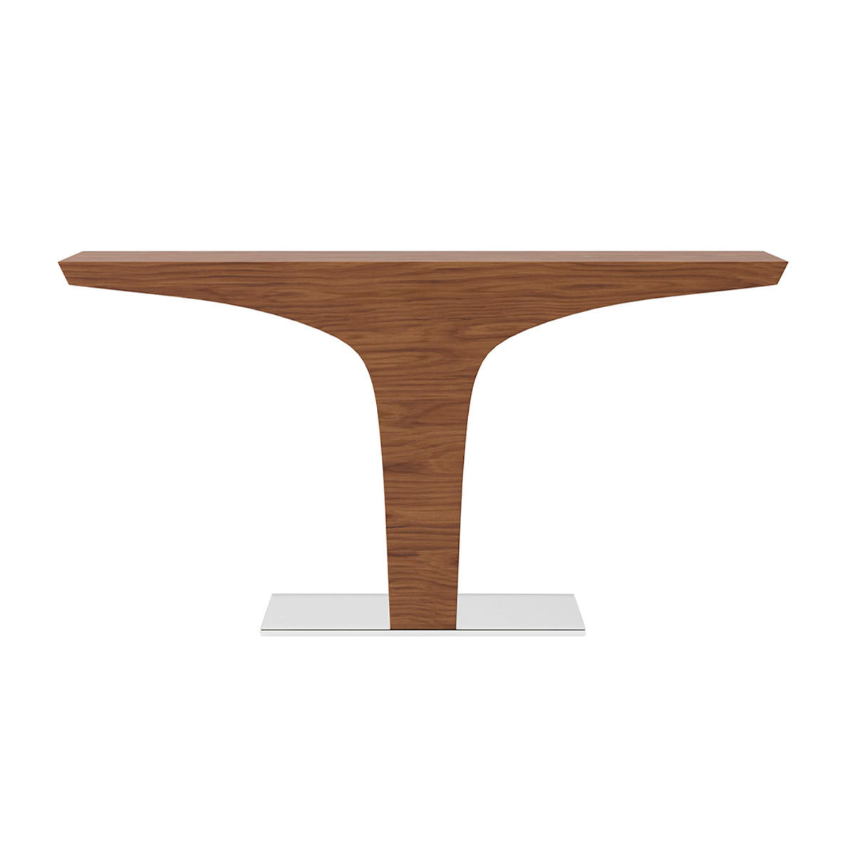 KONSOLE Rechteckig Walnuss , Stahl 150/35/80 cm - Edelstahlfarben/Nussbaumfarben, Holz/Metall (35/150/80cm) - ANGEL CERDA