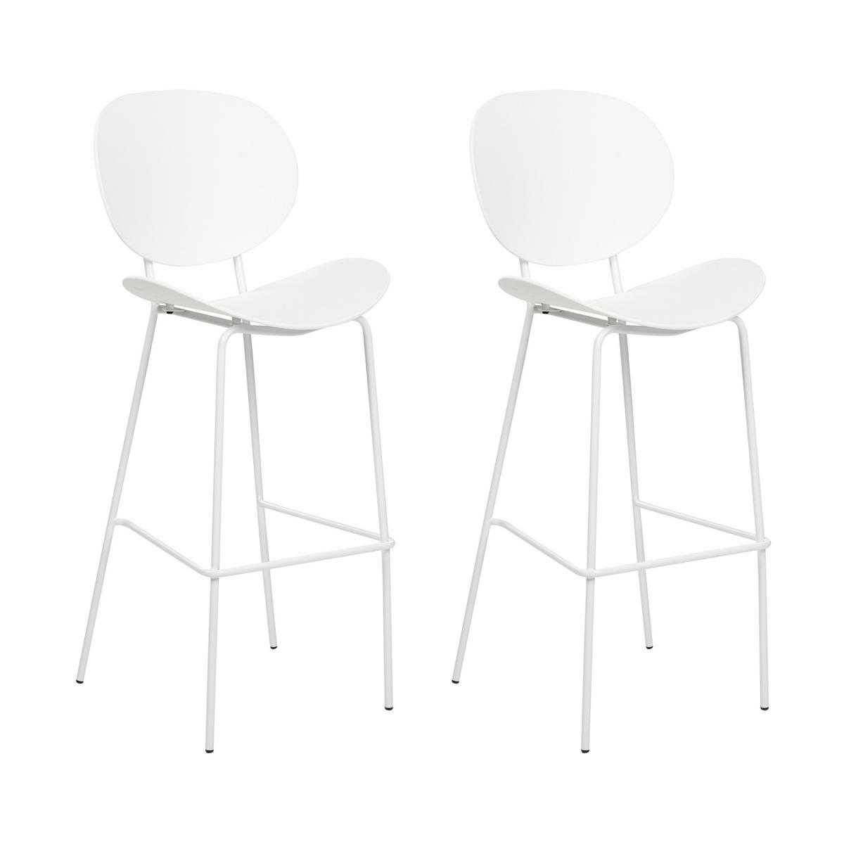 BARSTUHL 2er-Set Kunststoff weiß Shonto - Weiß, Kunststoff (52/116/48cm) - Beliani
