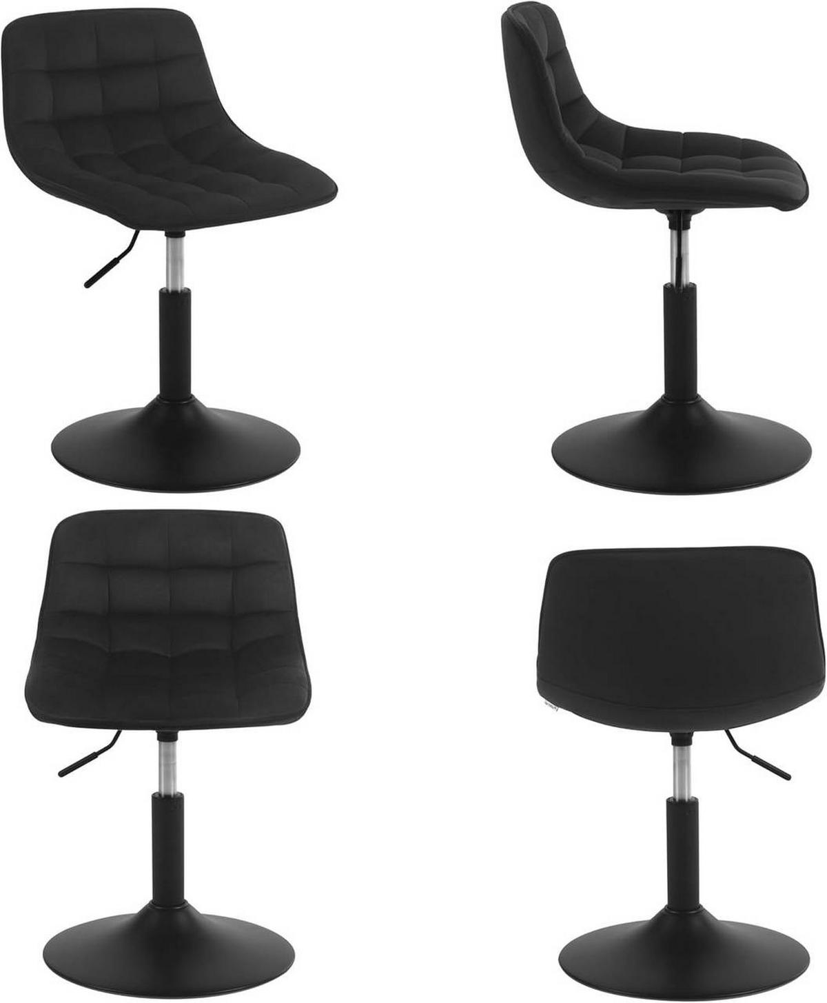 BARHOCKER Mehrzweck 360° Schwenken Samt, Schwarz - Schwarz, Textil/Metall (42.5/72/45cm) - Woltu
