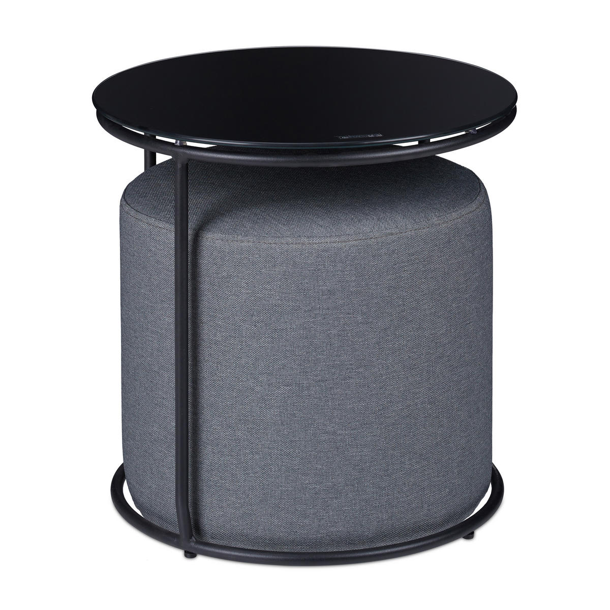 BEISTELLTISCH - Schwarz, Glas/Textil (40/40/40cm) - Relaxdays