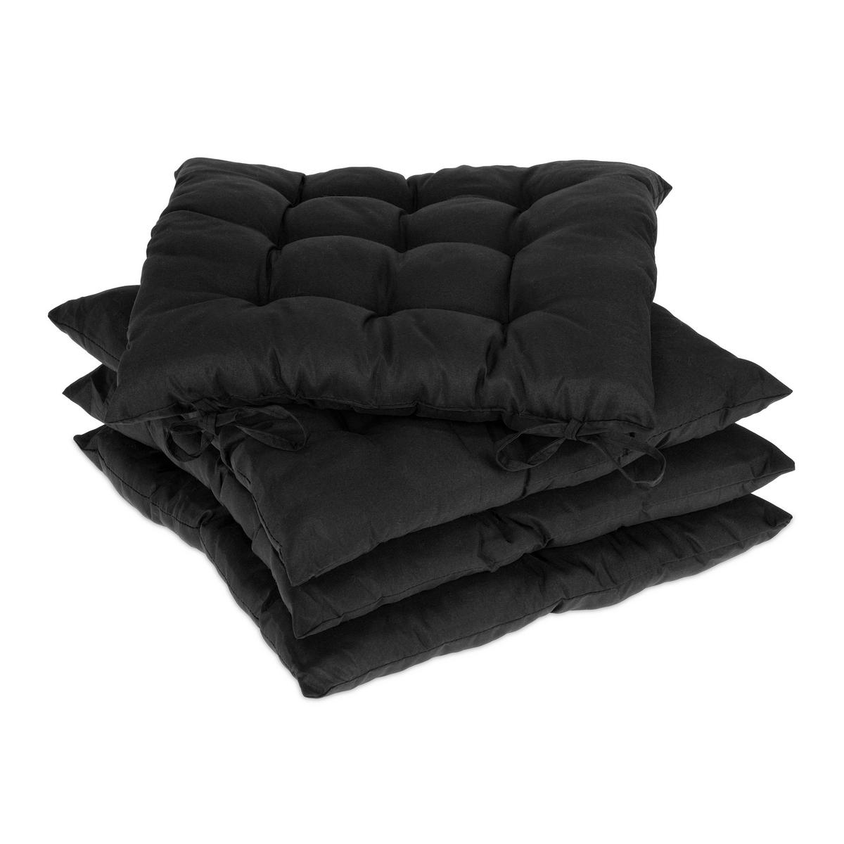 4XSTUHLKISSEN - Schwarz, Kunststoff/Textil (38/5/38cm) - Relaxdays