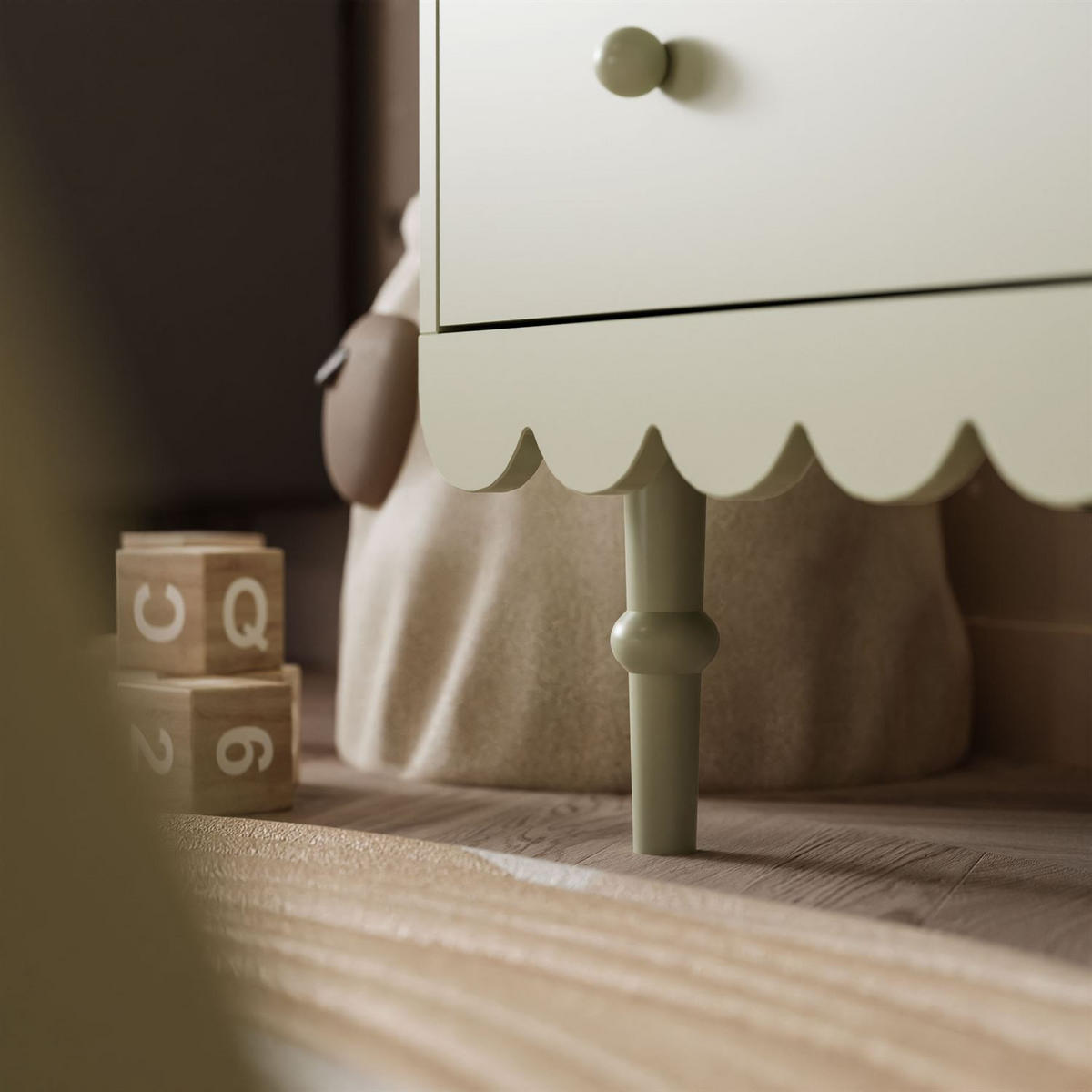 HOCHKOMMODE BABUSHKA mit Schubladen, Olivgrün - Olivgrün, Holzwerkstoff (84/140/50cm)