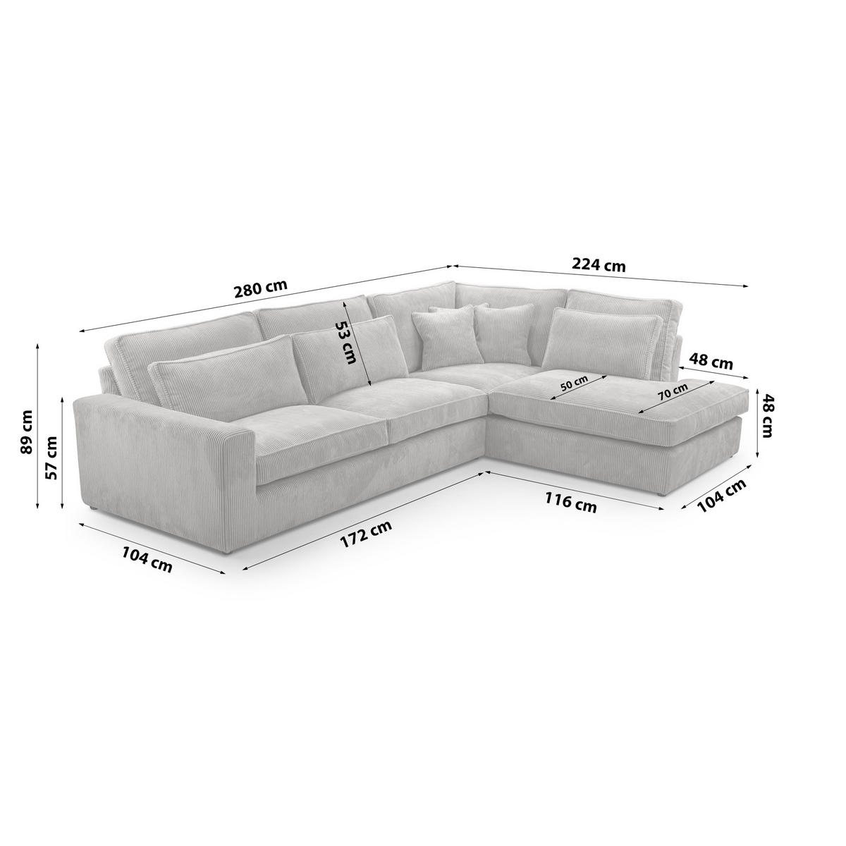 ECKSOFA Eckcouch Monica mini L-form, Grau - Grau, Textil (224/280cm) - Fedve