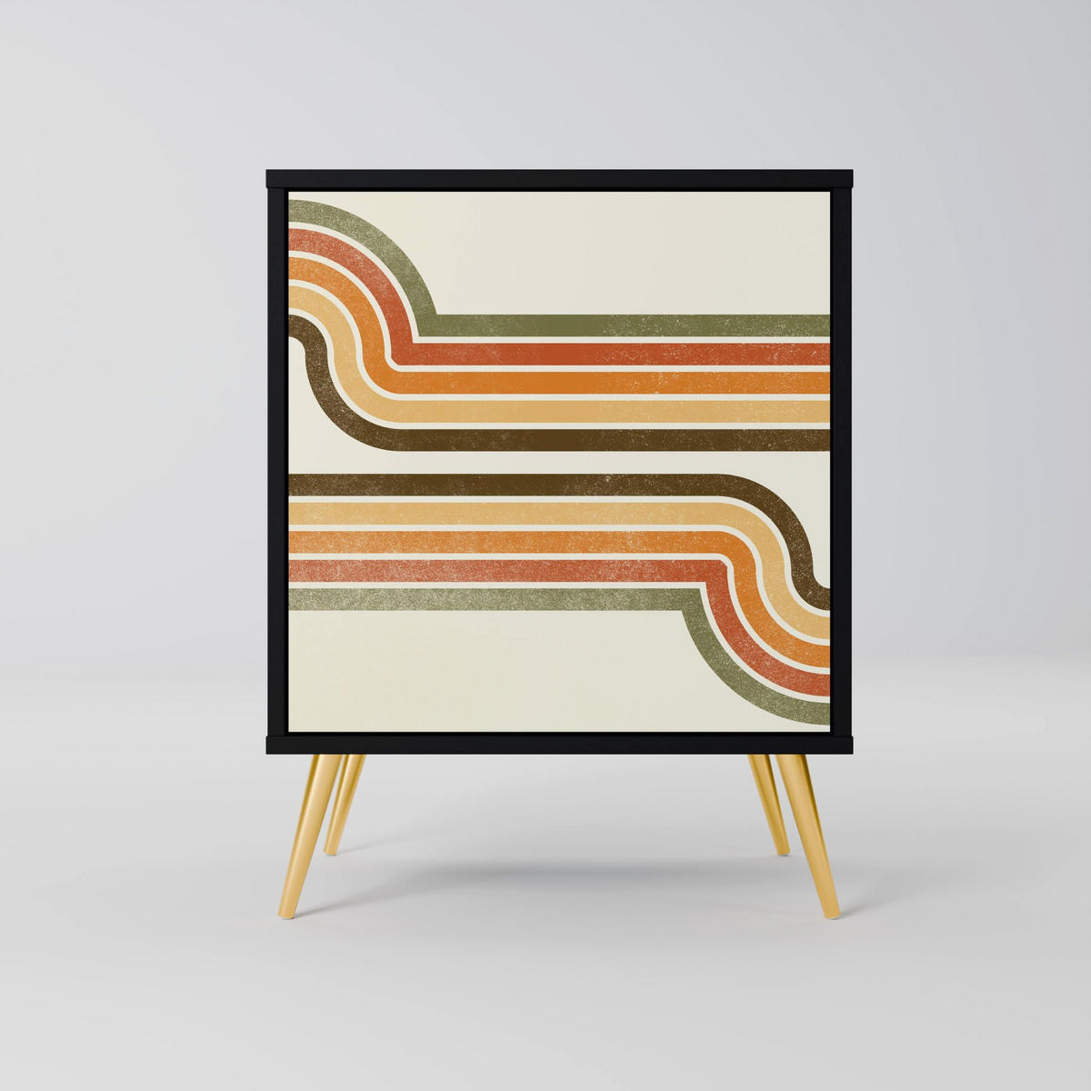 SIDEBOARD EXCEPTIONAL STREAM, Schwarz, 57,5x42x67,5 cm, Schwarze Metall-Rahmenfüße - Multicolor/Schwarz, Holzwerkstoff/Metall (57.5/67.5/42cm) - SpaceRebels