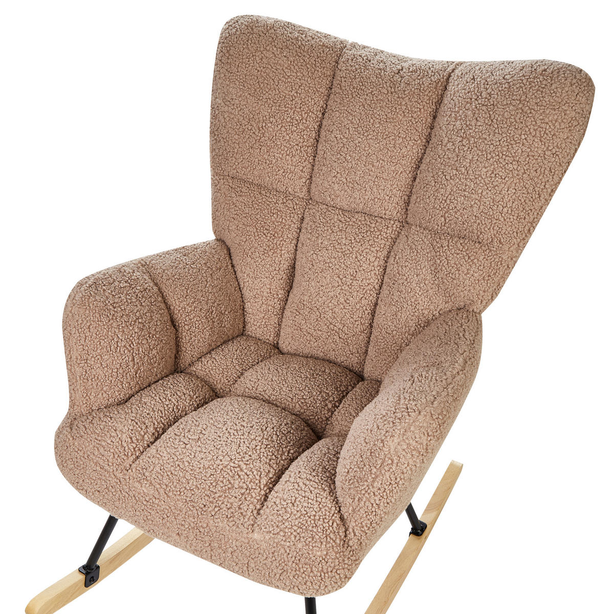 SCHAUKELSESSEL Bouclé Sandbeige Oulu - Hellbraun/Beige, Textil (71/104/83cm) - Beliani