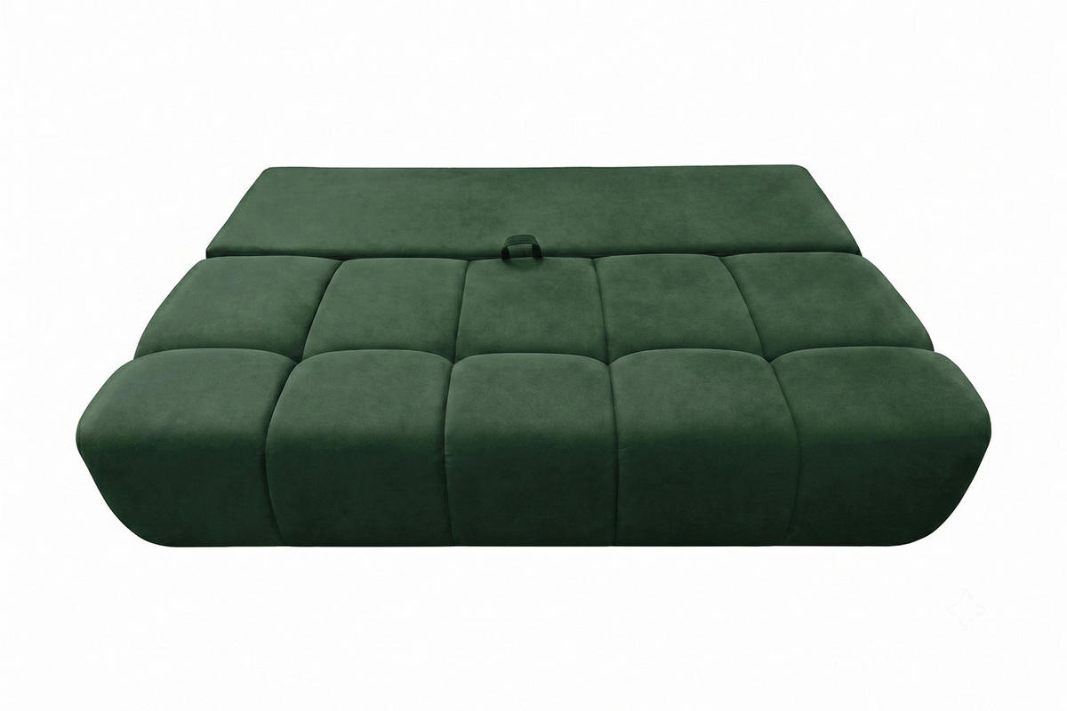 POHOVKA S funkcí spaní A úložným prostorem, sametová látka Bluvel, Zelená, COCO - zelená barva, dřevo (205/97/105cm) - Kaiser Möbel