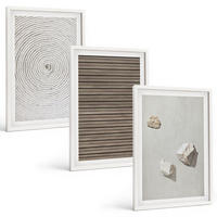 BILDER SET 3er Set - 40x60 cm Weißer Rahmen - Natürliche Texturen Holz Stein - Weiß, Kunststoff (40/60cm) - TULUP