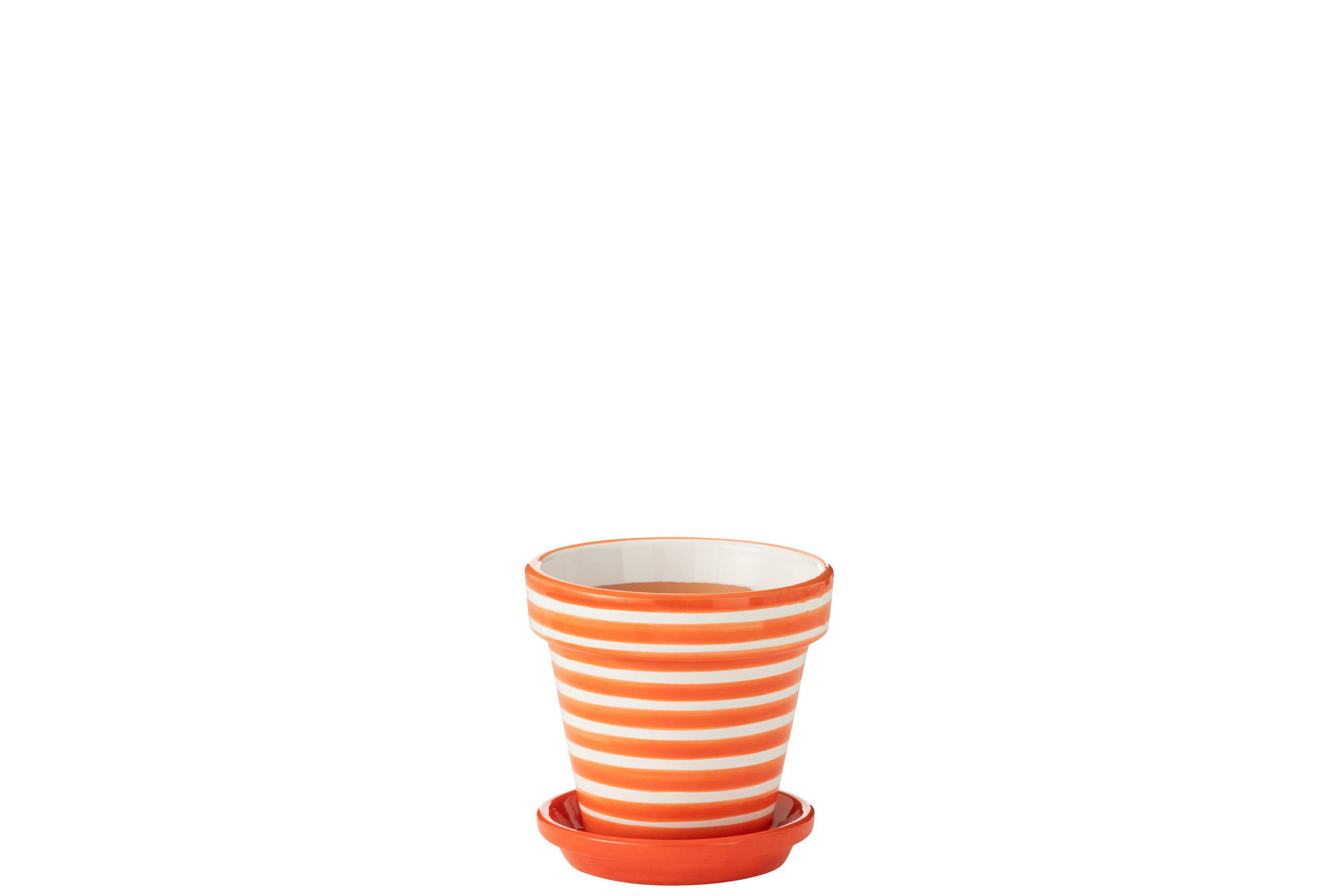 BLUMENTOPF GRANADA STRIPES - Töpferei - Orange - S - Ø 21 cm - Multicolor, Keramik (21/19cm) - J-Line