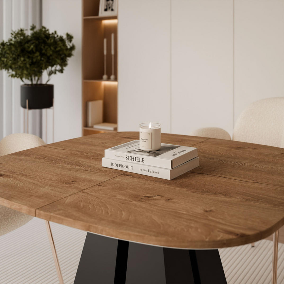 AUSZIEHTISCH ZELO 120/60/76 cm, Schwarz / Lefkas-Eiche - Schwarz/Eiche San Remo, Holzwerkstoff/Metall (60/120/76cm) - Idohome
