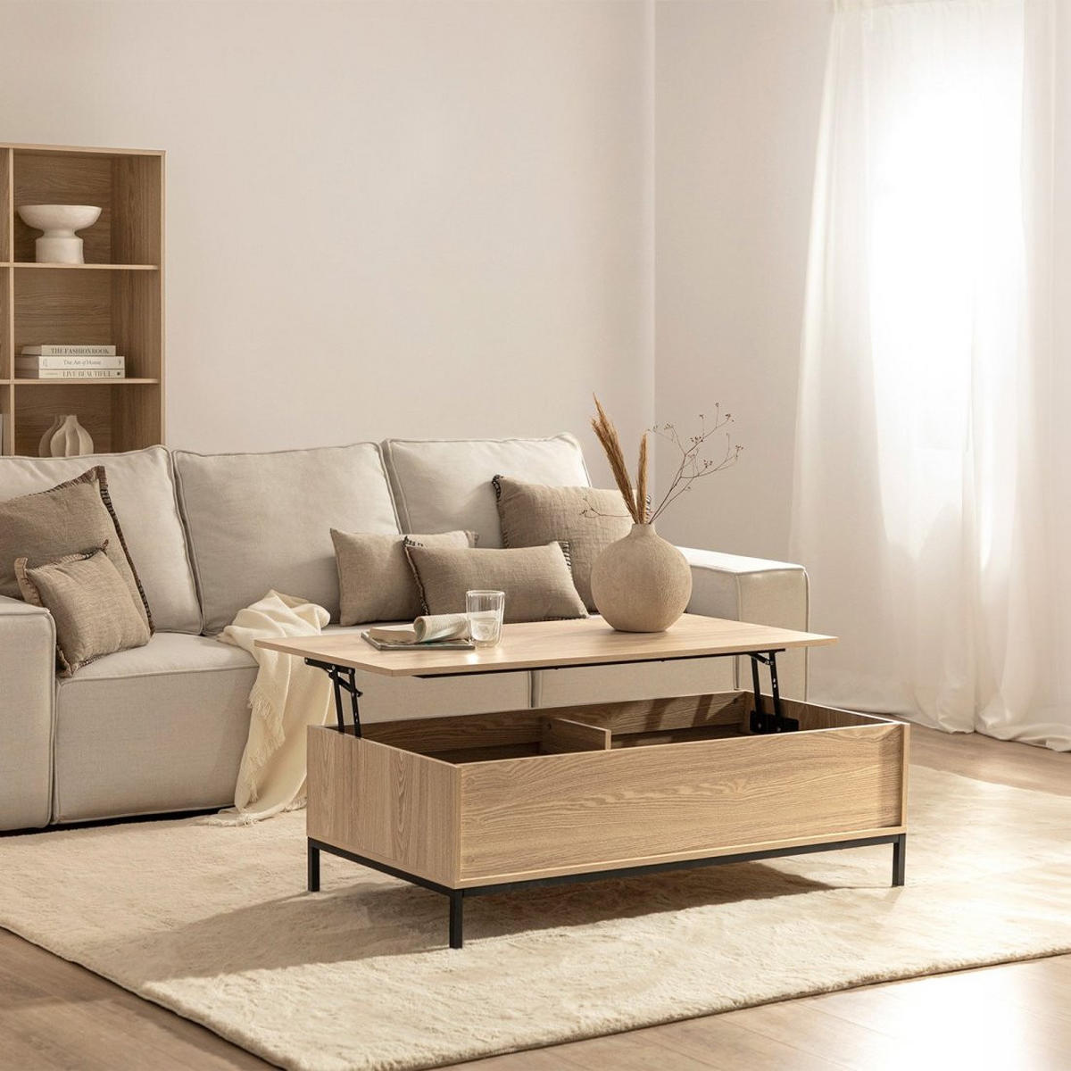 COUCHTISCH FESTER Remi Schwarz 120 cm x 40-55 cm - Schwarz, Holzwerkstoff (60/120/40cm) - Klast Home