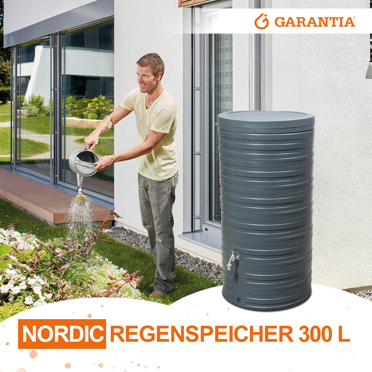 REGENTONNE 300 L, graphite grey inkl. Deckel - Graphitfarben, Kunststoff (59/118/59cm) - GARANTIA