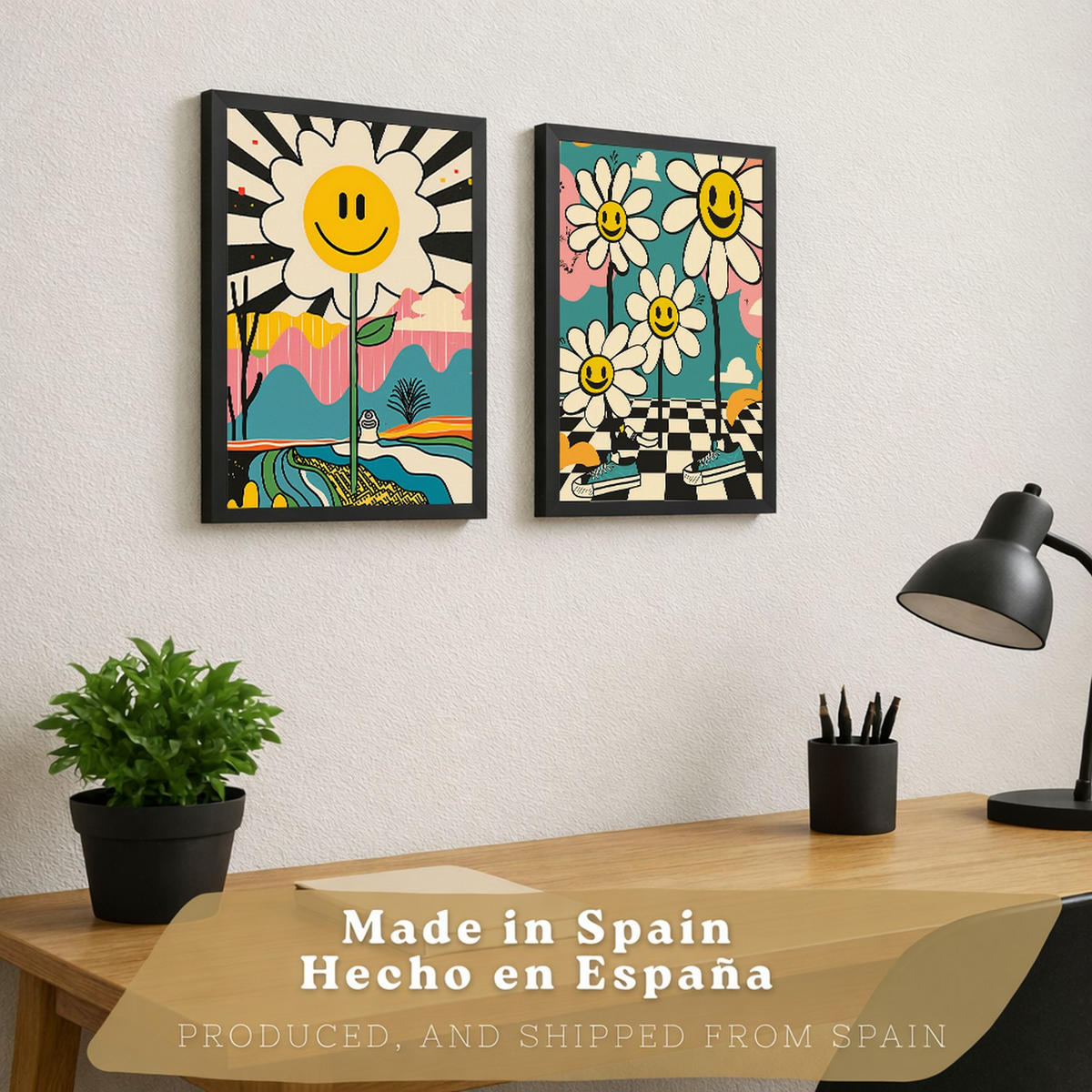 PLAKAT Sada 2 Margarity A3 Černý rám - černá, papír (29.7/1/42cm) - Nacnic