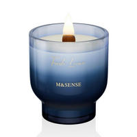 DUFTKERZE Frische Leinen Holzdocht 280g - Blau, Glas (13.7cm)
