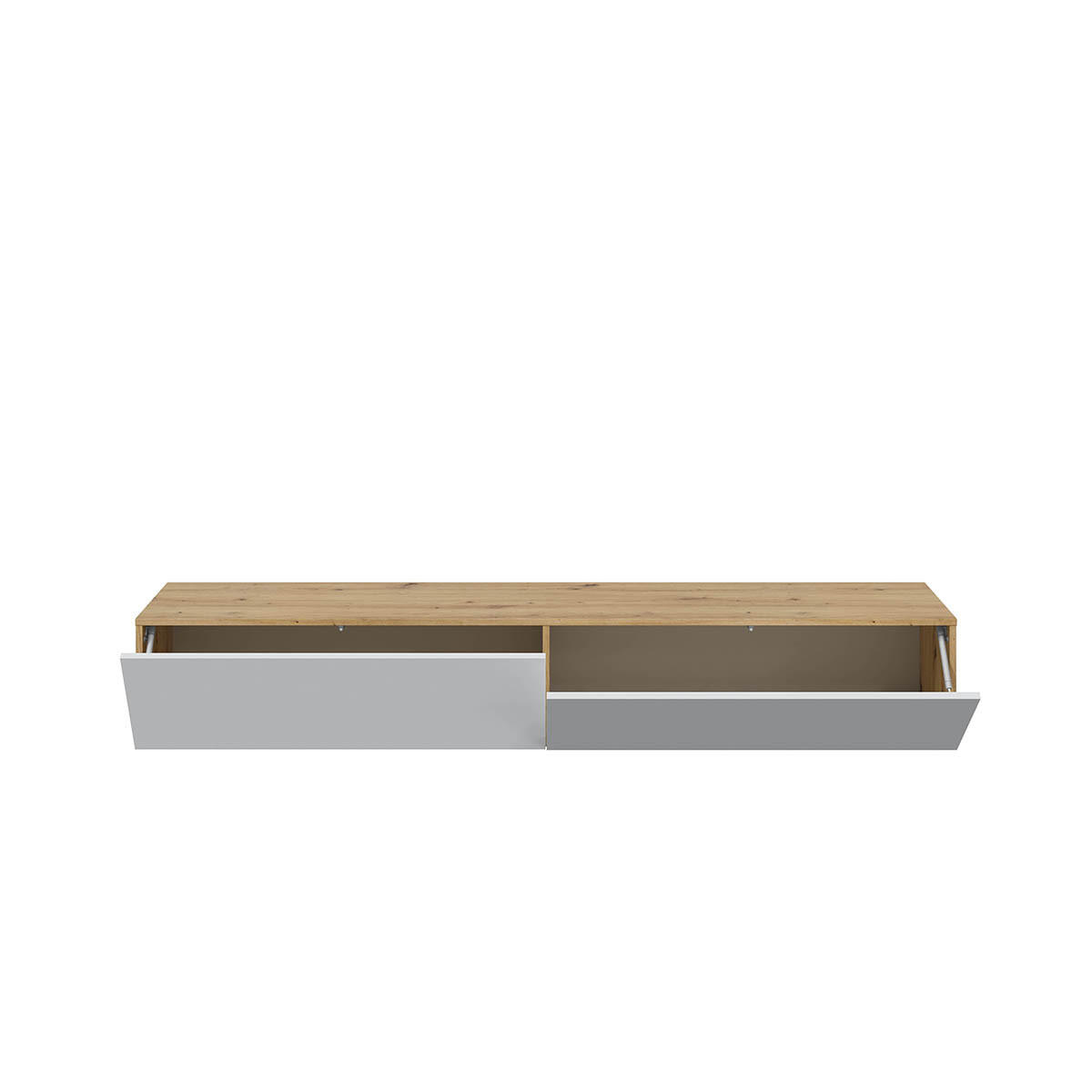 HÄNGESCHRANK mit 2 Klappen und 2 Aufbewahrungsnischen L180 cm - Kaway - Eichefarben/Weiß, Holzwerkstoff (34.5/28/34.5cm) - Calicosy