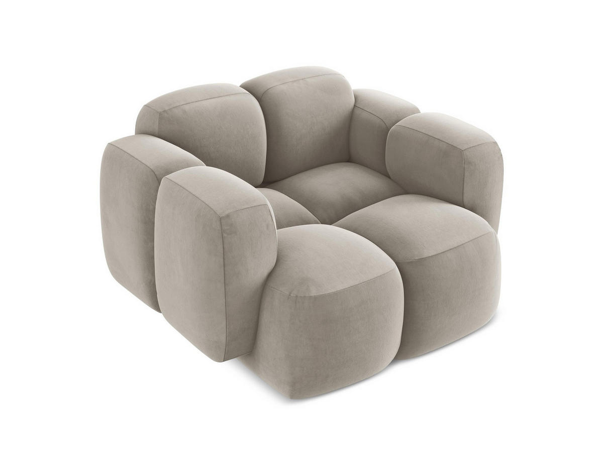 SESSEL Samt Stoff Grau - Taupe/Schwarz, Holzwerkstoff/Kunststoff (120/72/115cm) - Makamii